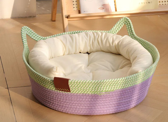 Cotton Rope Woven Cat Basket Nest Can Be Washed and Available for All Seasons