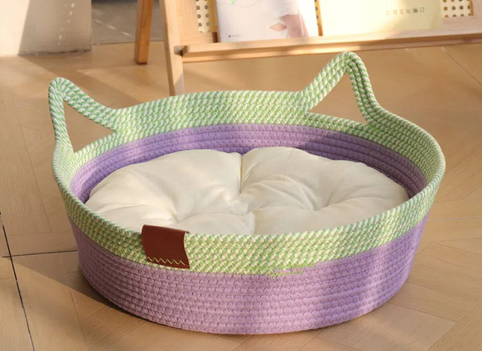 Cotton Rope Woven Cat Basket Nest Can Be Washed and Available for All Seasons