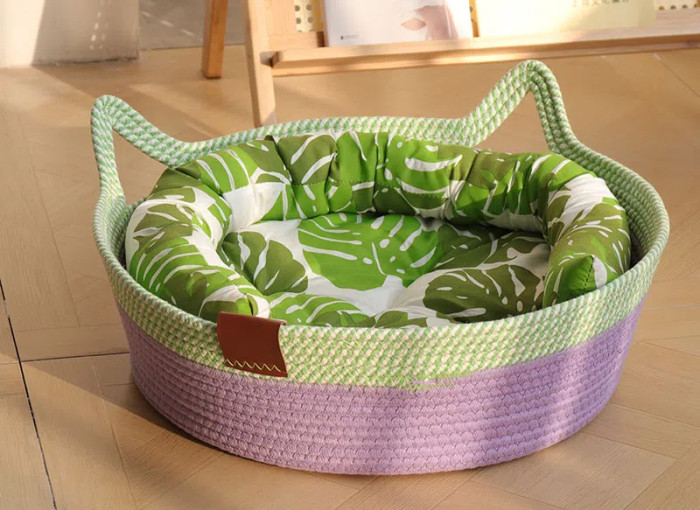 Cotton Rope Woven Cat Basket Nest Can Be Washed and Available for All Seasons