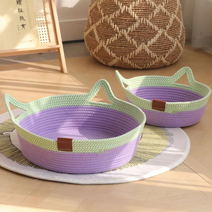 Cotton Rope Woven Cat Basket Nest Can Be Washed and Available for All Seasons