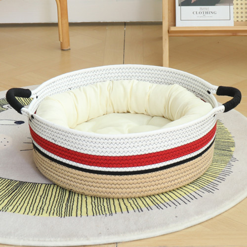 Cotton Rope Woven Basket Cat Nest Summer Cat Bed Scratch Board Washable Pet Supplies