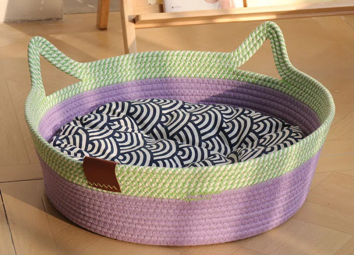 Cotton Rope Woven Cat Basket Nest Can Be Washed and Available for All Seasons