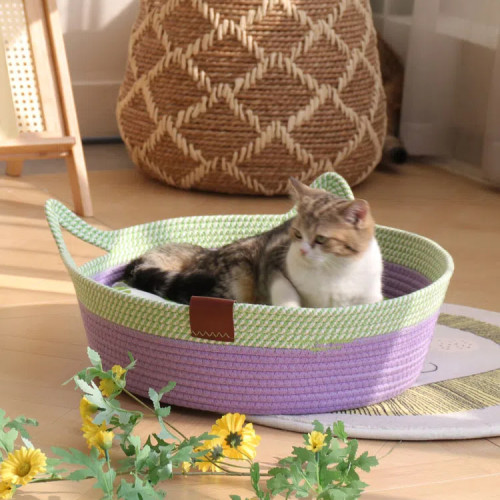 Cotton Rope Woven Cat Basket Nest Can Be Washed and Available for All Seasons