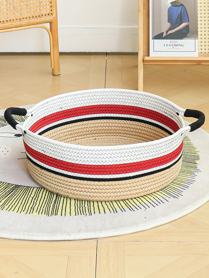 Cotton Rope Woven Basket Cat Nest Summer Cat Bed Scratch Board Washable Pet Supplies