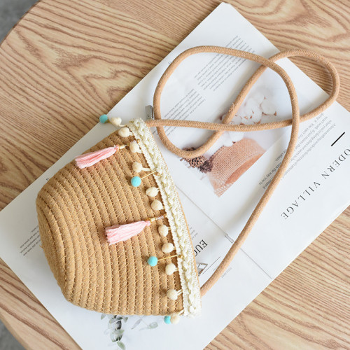 Cotton Rope Braided Crossbody Bag with Zippered Women's Bag