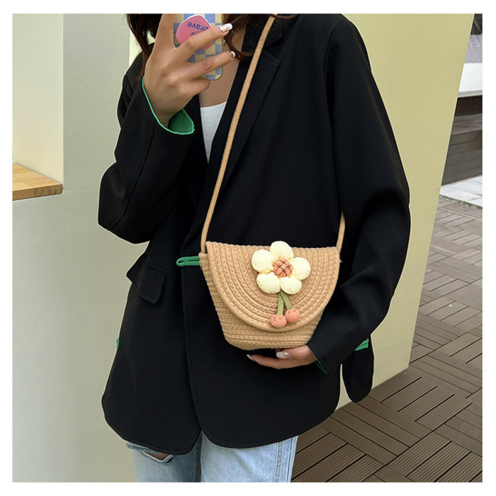 Cotton Rope Woven Bags Small Shoulder Bag for Phone Key Organized