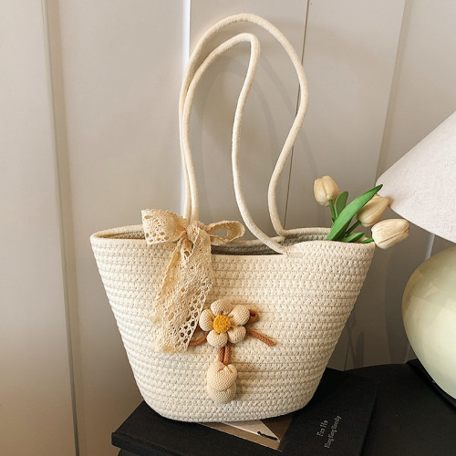 Cotton Rope Braided Large Capacity Women's Tote Bag