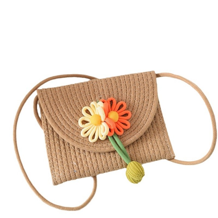 Cotton Rope Knitting Mobile Phone Bag Sunflower Decoration Small Bag