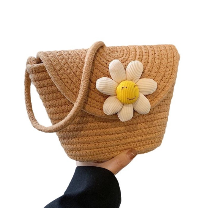 Cotton rope woven bags small shoulder bag for phone key organized