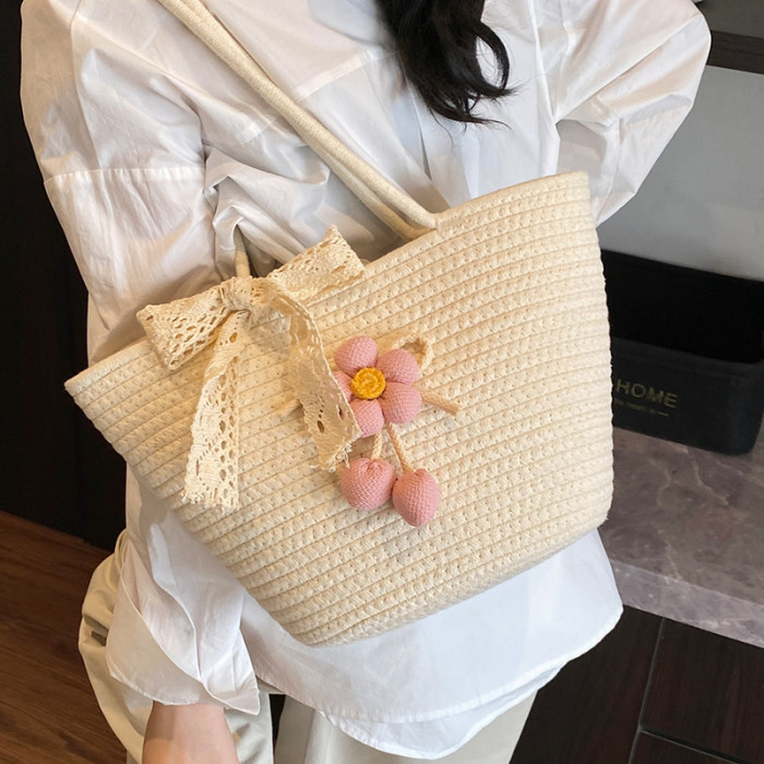 Cotton Rope Braided Large Capacity Women's Tote Bag