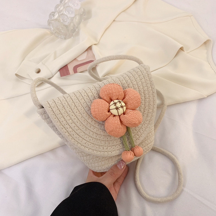 Cotton Rope Woven Bags Small Shoulder Bag for Phone Key Organized