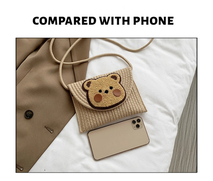 Cotton Rope Woven Envelope Bag Obliquely Cross Daily Travel Bag Bear Pattern