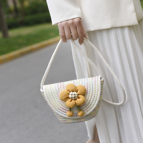 Cotton Rope Woven Bags Small Shoulder Bag for Phone Key Organized