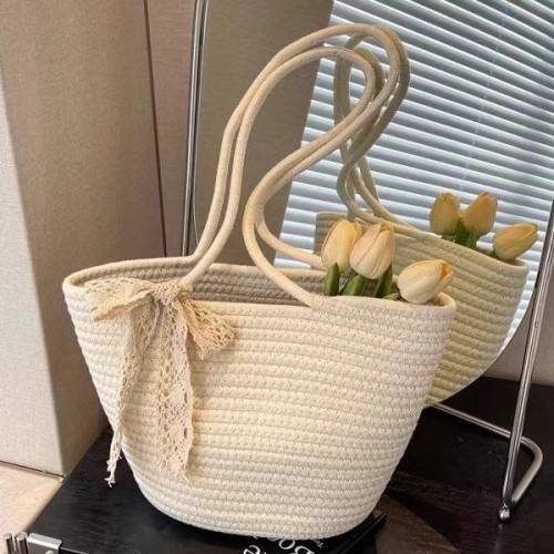Women's Large Capacity Cotton Rope Braided Tote Bag