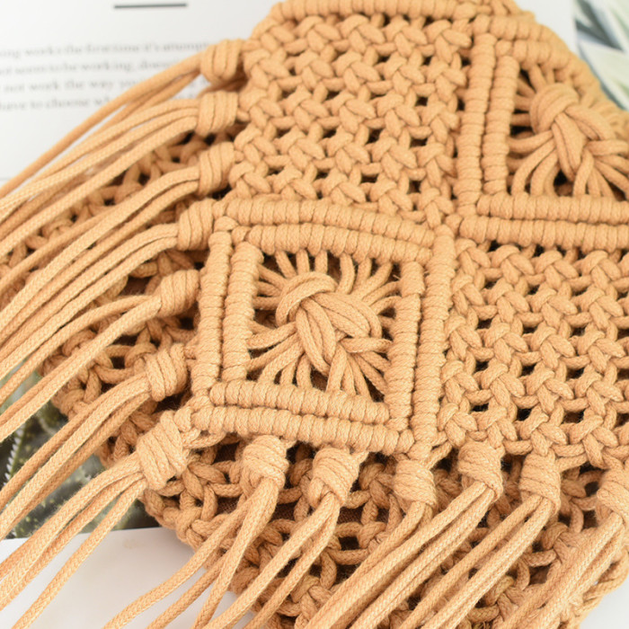 Women's Oblique Tassel Braided Bag