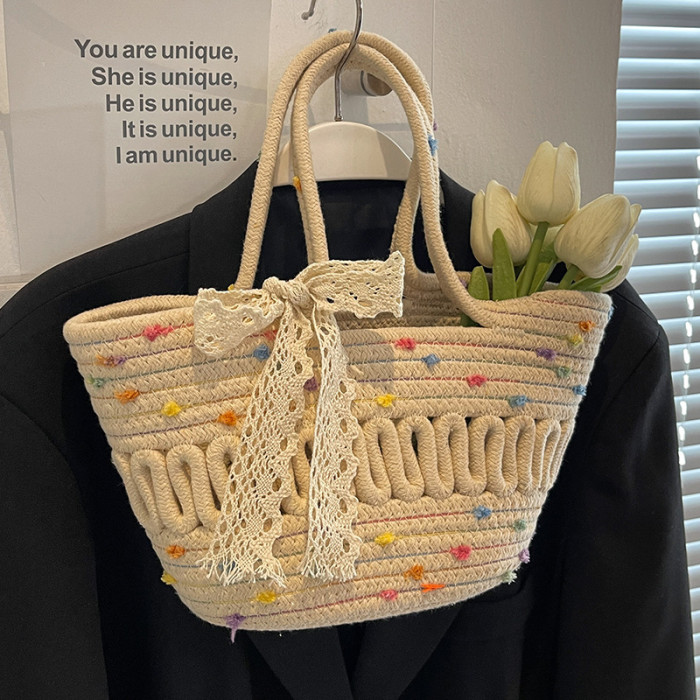 Cotton Rope Braided Tote Bag Handbag Environmentally Friendly Bag