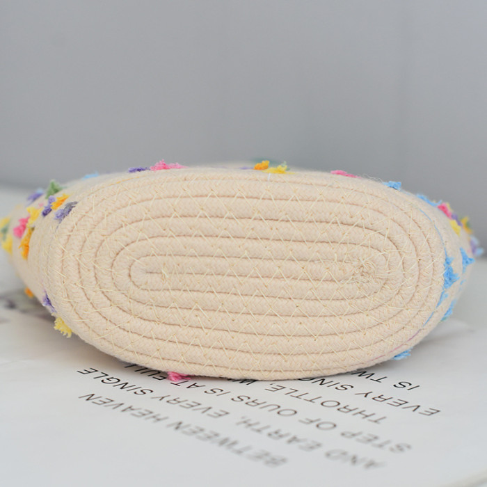 Cotton Rope Braided Flip Cover Obliquely Bag Sunflower Pattern
