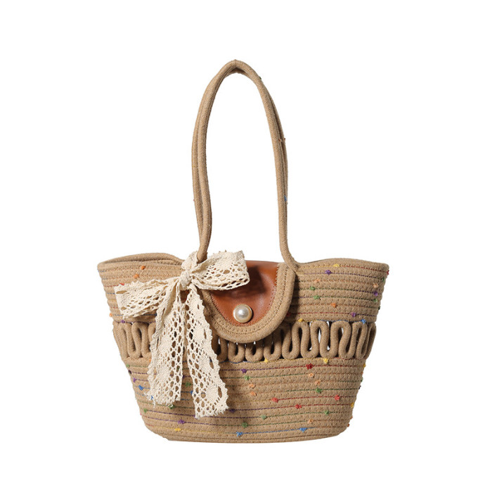 Cotton Rope Braided Large Capacity Women's Shoulder Bag Tote Bag