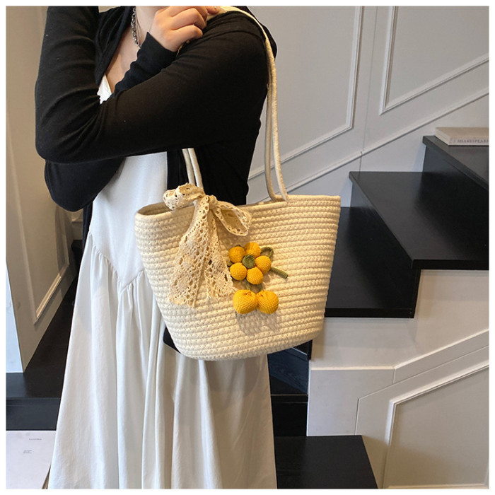 Cotton Rope Braided Large Capacity Women's Tote Bag
