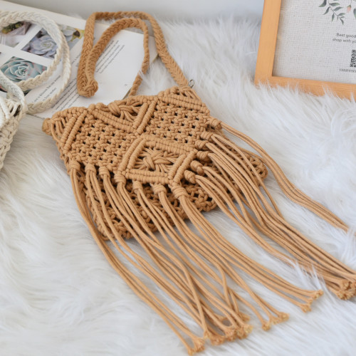 Women's Oblique Tassel Braided Bag