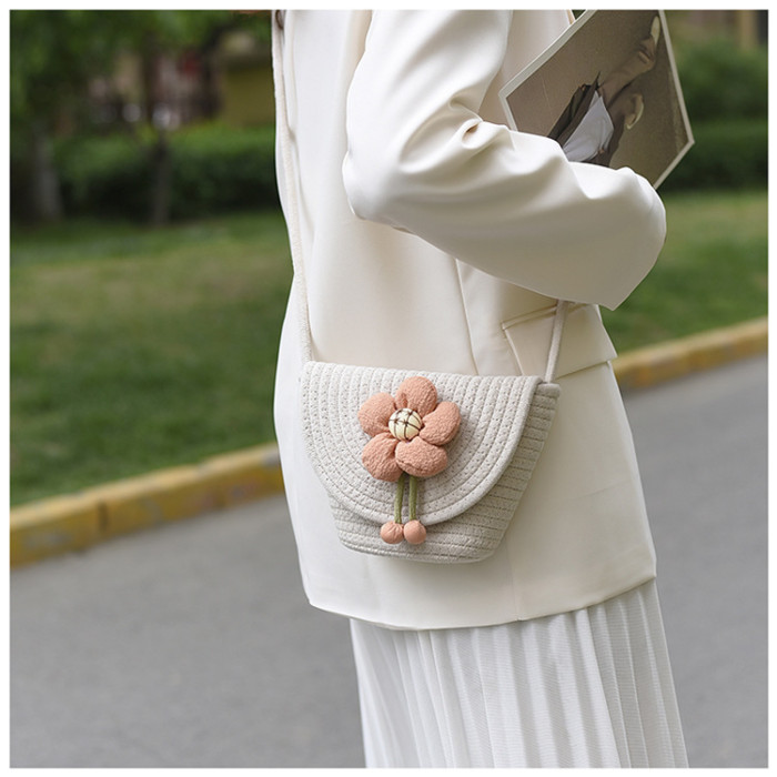 Cotton Rope Woven Bags Small Shoulder Bag for Phone Key Organized