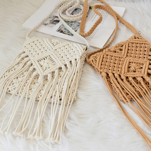 Women's Oblique Tassel Braided Bag