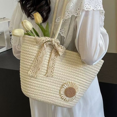 Women's Large Capacity Cotton Rope Braided Tote Bag