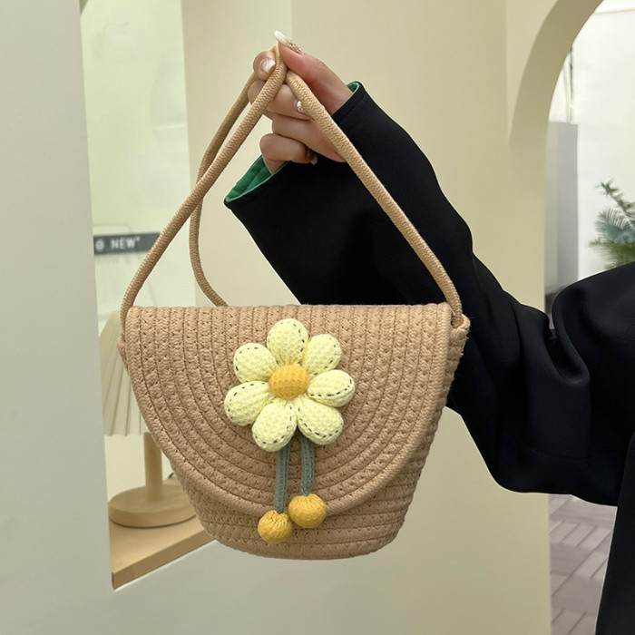 Cotton Rope Woven Bags Small Shoulder Bag for Phone Key Organized