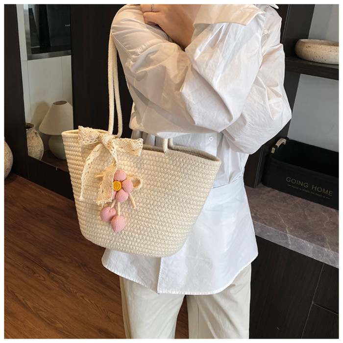 Cotton Rope Braided Large Capacity Women's Tote Bag