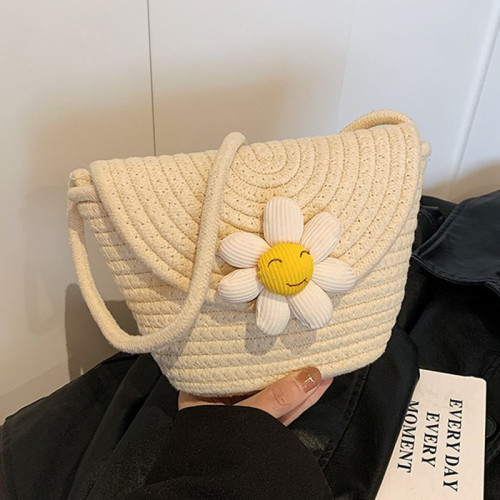 Cotton rope woven bags small shoulder bag for phone key organized