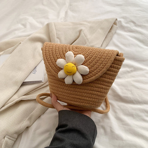 Cotton rope woven bags small shoulder bag for phone key organized
