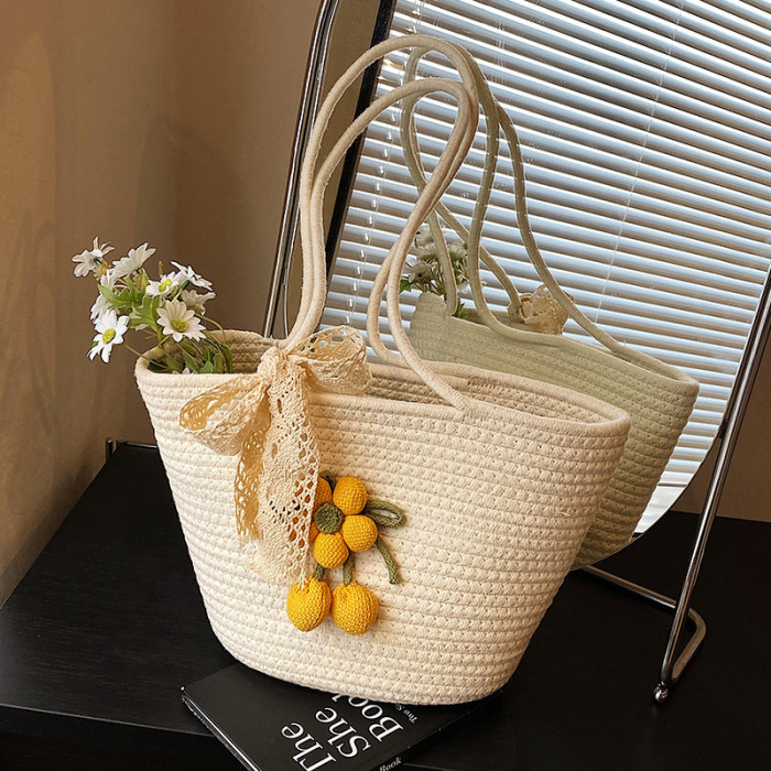 Cotton Rope Braided Large Capacity Women's Tote Bag