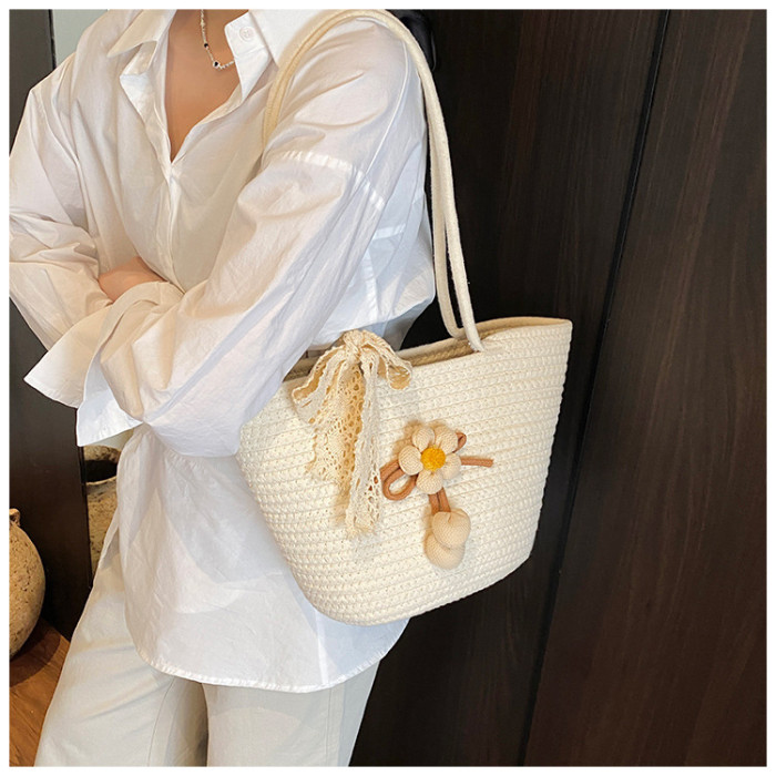 Cotton Rope Braided Large Capacity Women's Tote Bag