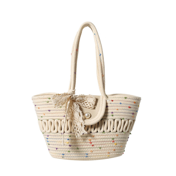 Cotton Rope Braided Large Capacity Women's Shoulder Bag Tote Bag