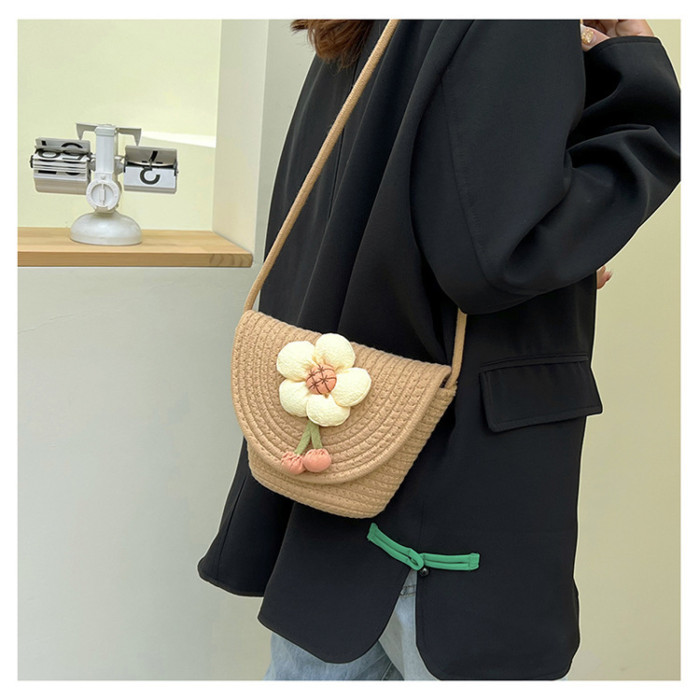 Cotton Rope Woven Bags Small Shoulder Bag for Phone Key Organized