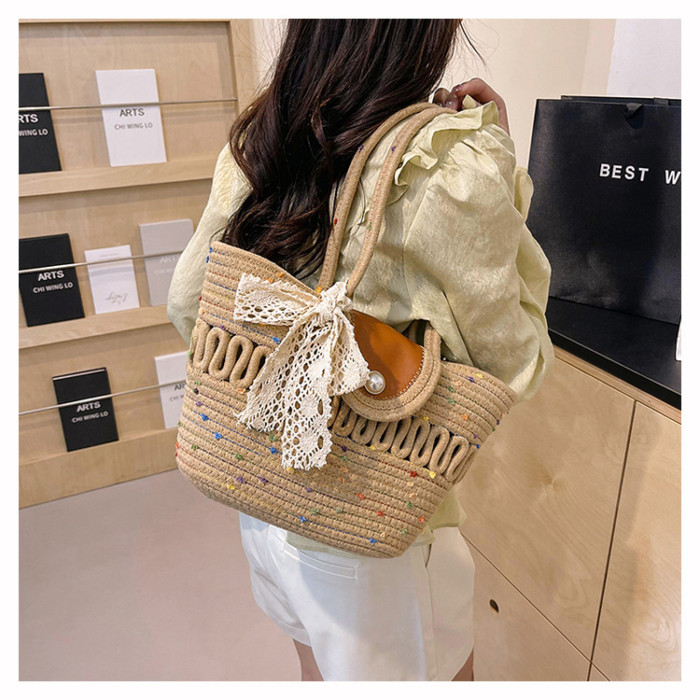 Cotton Rope Braided Large Capacity Women's Shoulder Bag Tote Bag