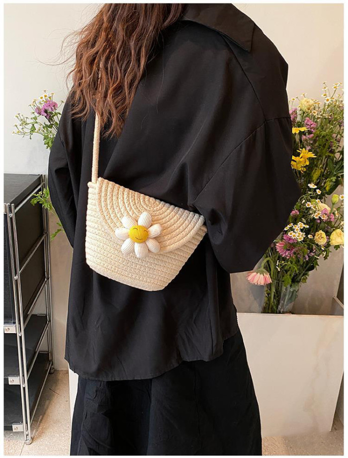 Cotton rope woven bags small shoulder bag for phone key organized