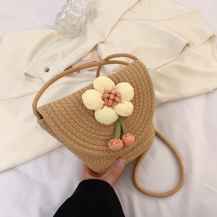 Cotton Rope Woven Bags Small Shoulder Bag for Phone Key Organized