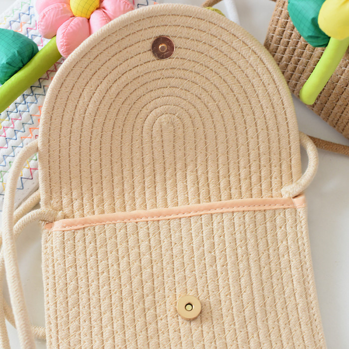 Cotton Rope Knitting Mobile Phone Bag Sunflower Decoration Small Bag