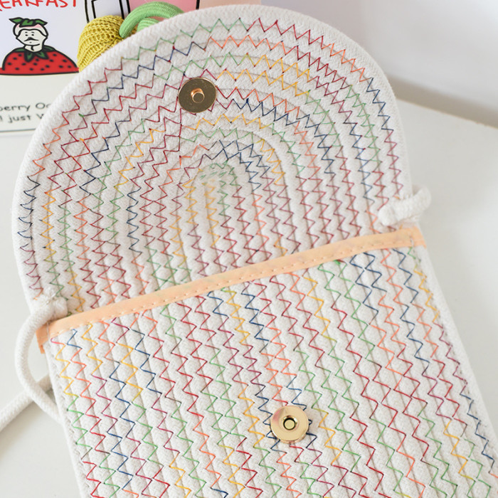 Cotton Rope Knitting Mobile Phone Bag Sunflower Decoration Small Bag