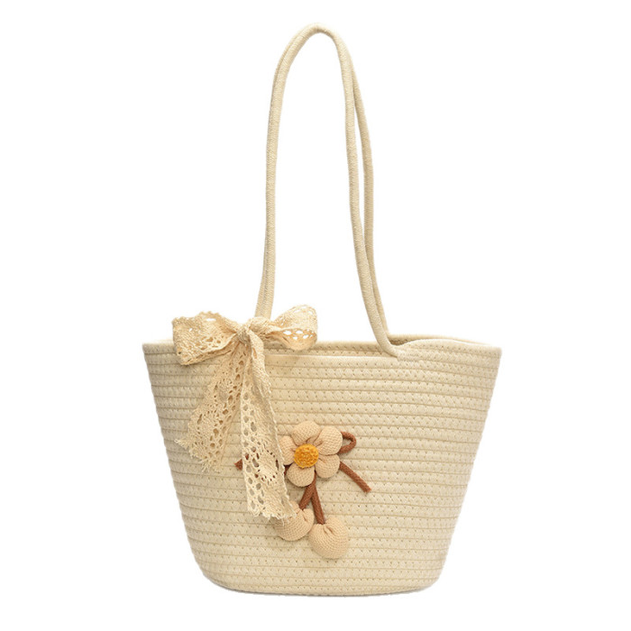 Cotton Rope Braided Large Capacity Women's Tote Bag