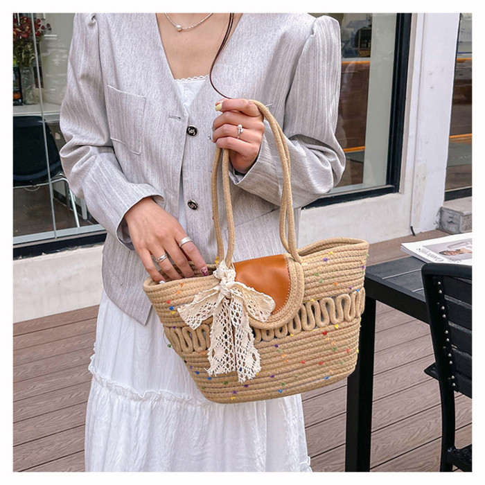 Cotton Rope Braided Large Capacity Women's Shoulder Bag Tote Bag