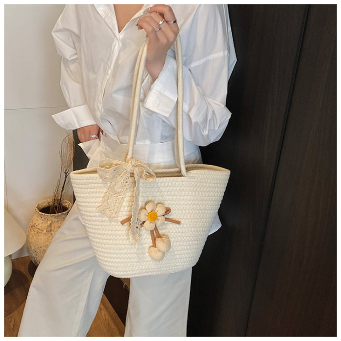 Cotton Rope Braided Large Capacity Women's Tote Bag