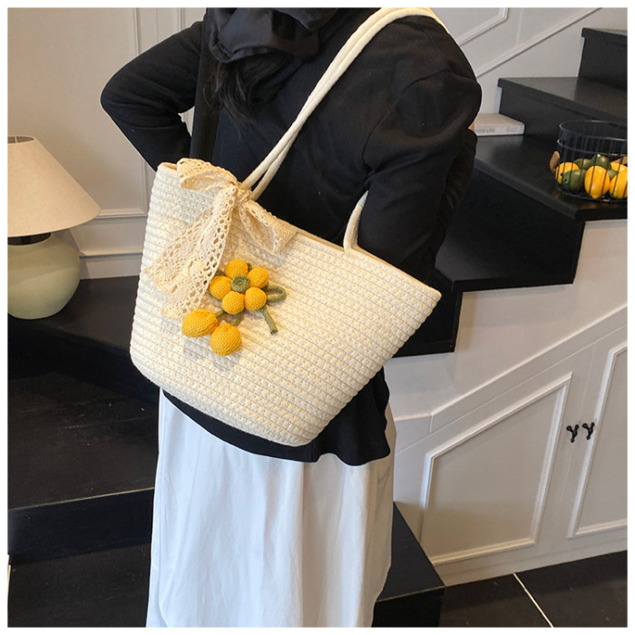 Cotton Rope Braided Large Capacity Women's Tote Bag