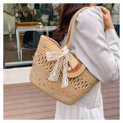 Cotton Rope Braided Large Capacity Women's Shoulder Bag Tote Bag