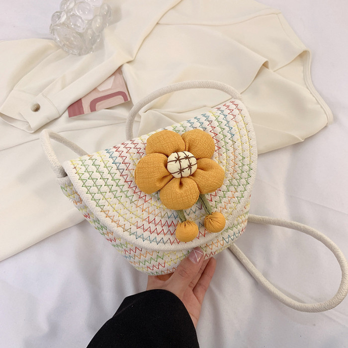 Cotton Rope Woven Bags Small Shoulder Bag for Phone Key Organized