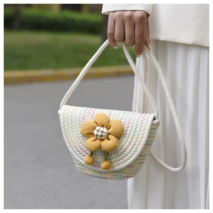 Cotton Rope Woven Bags Small Shoulder Bag for Phone Key Organized
