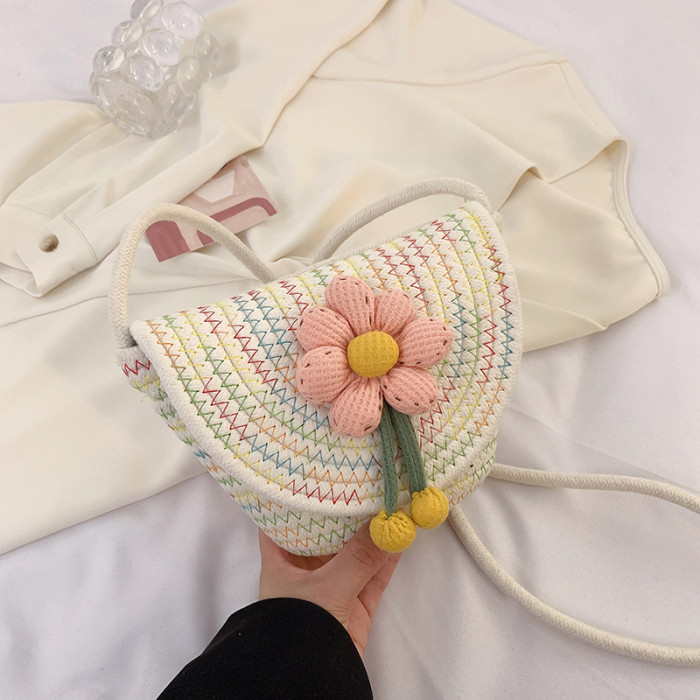 Cotton Rope Woven Bags Small Shoulder Bag for Phone Key Organized