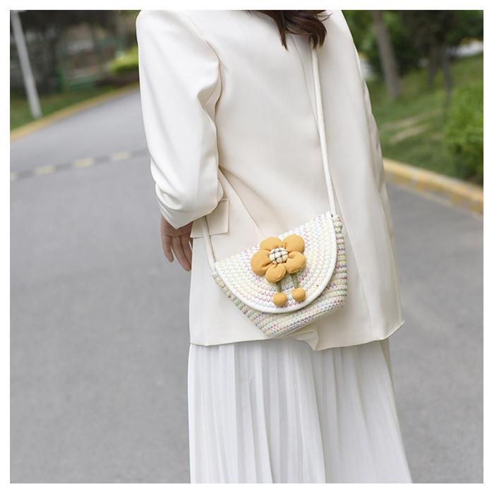Cotton Rope Woven Bags Small Shoulder Bag for Phone Key Organized