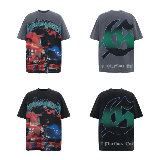 SMCL-254 High Quality GOD SPEED Life's A Gamble T-shirt (Black / Gray Wash)